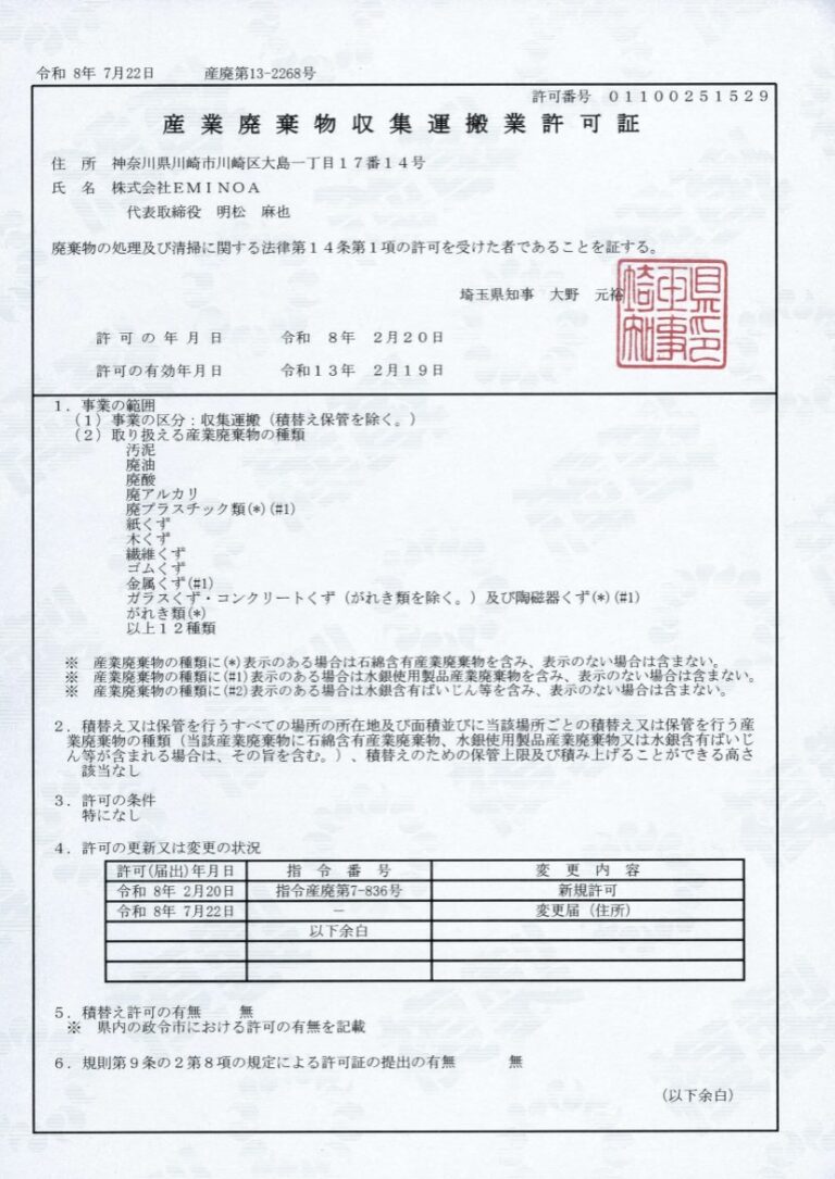 埼玉県産廃許可証